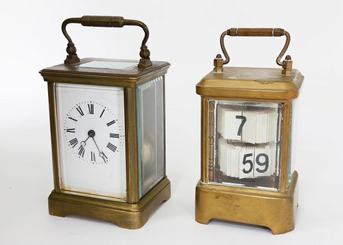 FRENCH BRONZE CARRIAGE CLOCK AND