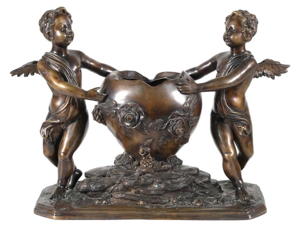 FRENCH BRONZE CHERUB PLANTERVintage