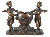 FRENCH BRONZE CHERUB PLANTERVi