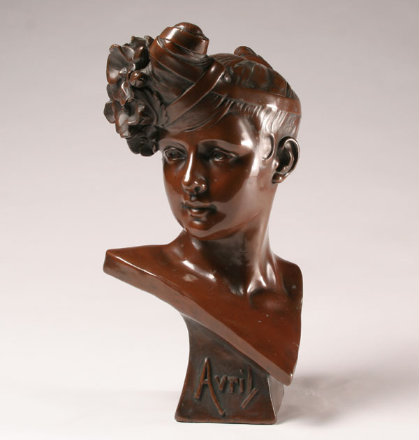 French bronze clad bust of a turn