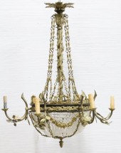 FRENCH BRONZE & CRYSTAL CHANDE
