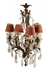 FRENCH BRONZE & CRYSTAL CHANDE