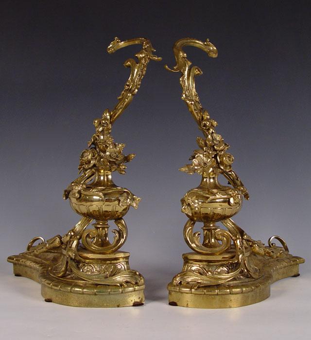 FRENCH BRONZE DORE CHENET FIREPLACE