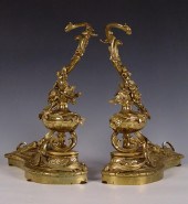 FRENCH BRONZE DORE CHENET FIRE