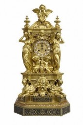 FRENCH BRONZE DORE FIGURAL MAS