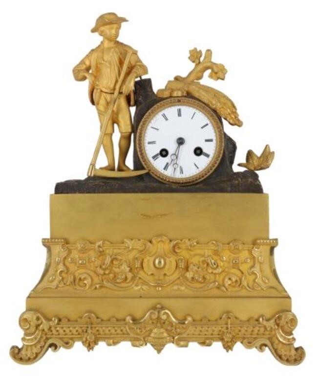 FRENCH BRONZE DORE FIGURAL SHELF