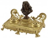 FRENCH BRONZE DOUBLE INKWELL E
