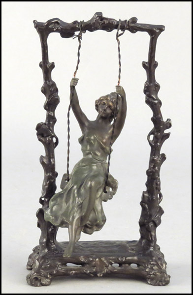 FRENCH BRONZE FIGURE OF A GIRL ON A