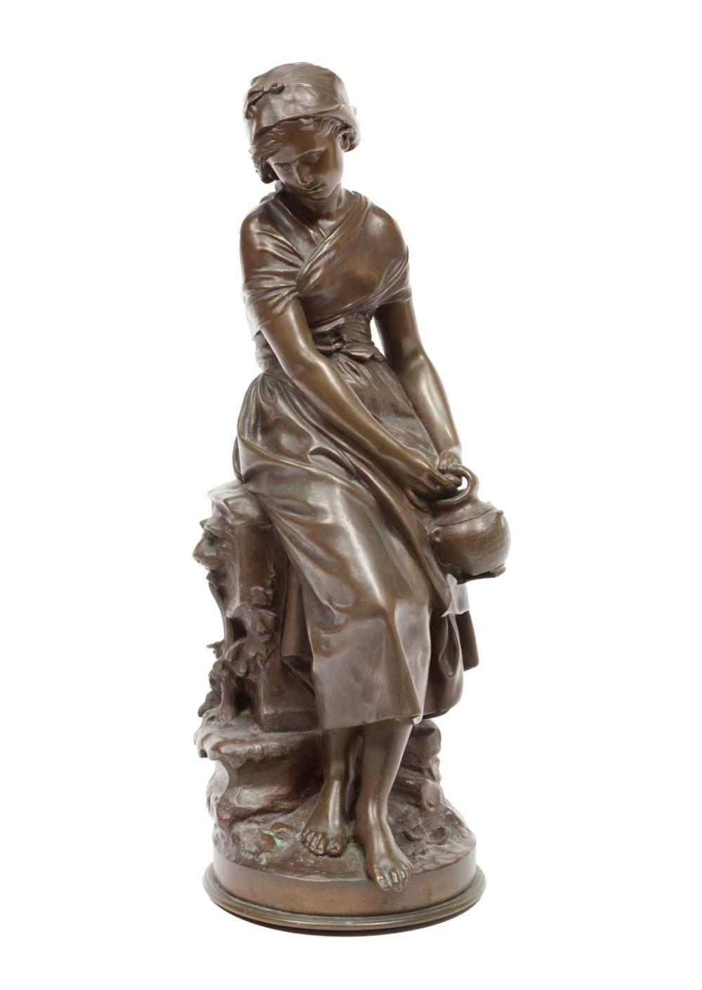 FRENCH BRONZE FIGURE OF "WOMAN WITH