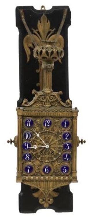 FRENCH BRONZE HANGING WALL CLOCK,