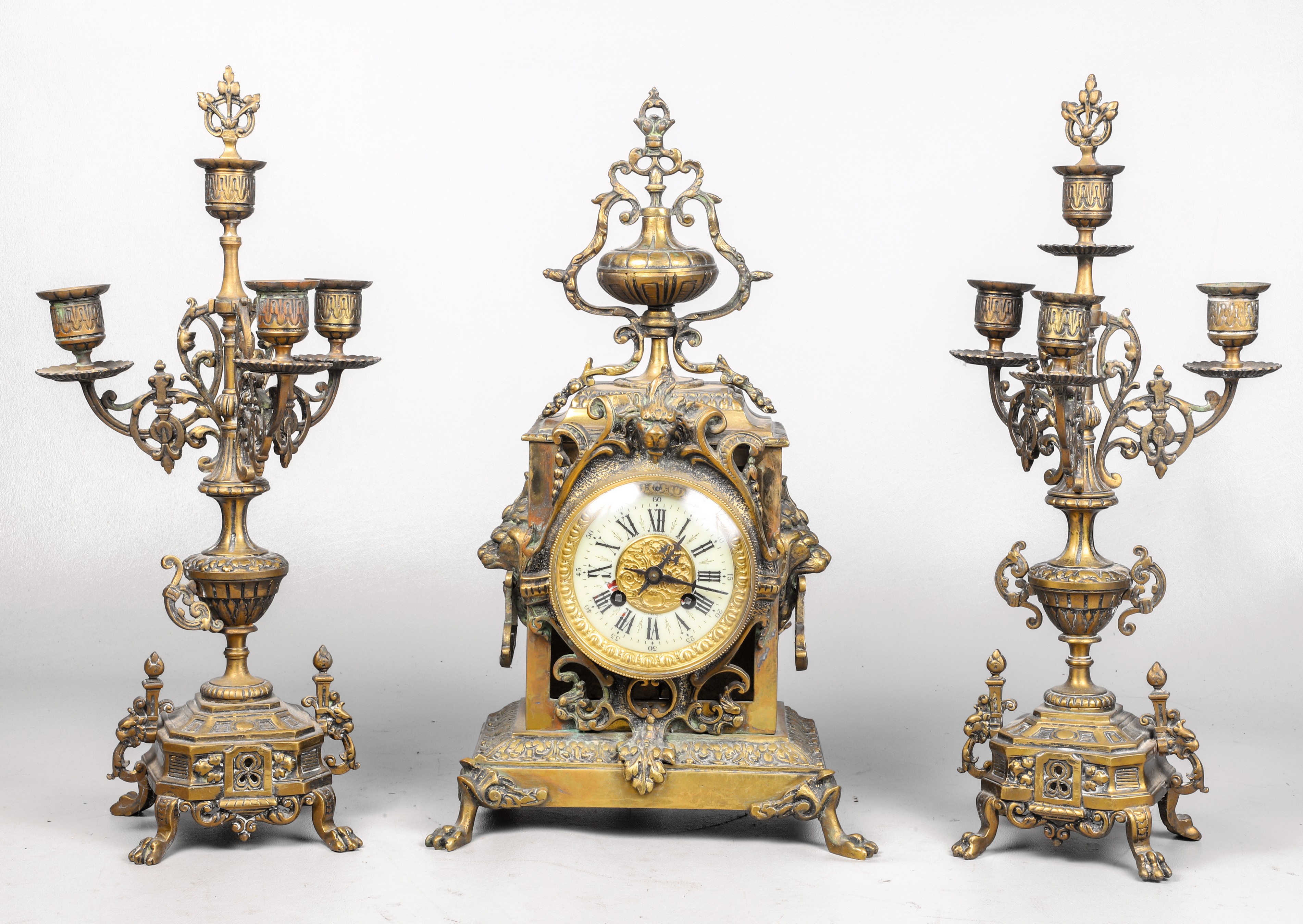 French bronze mantel clock &