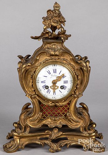 FRENCH BRONZE MANTEL CLOCKFrench