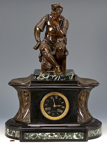 FRENCH BRONZE & MARBLE MANTLE