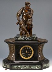 FRENCH BRONZE & MARBLE MANTLE