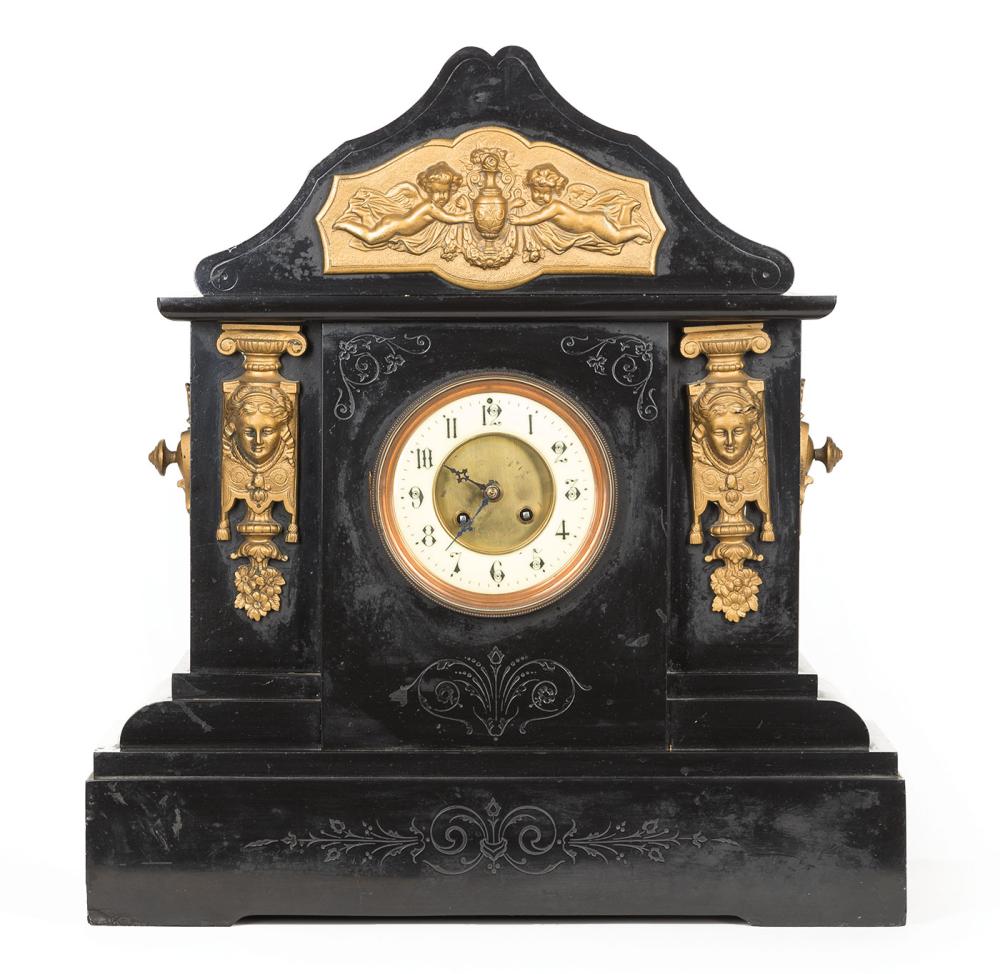 FRENCH BRONZE-MOUNTED MARBLE MANTEL