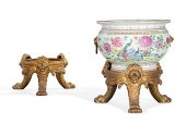FRENCH BRONZE STANDS AND A CHI