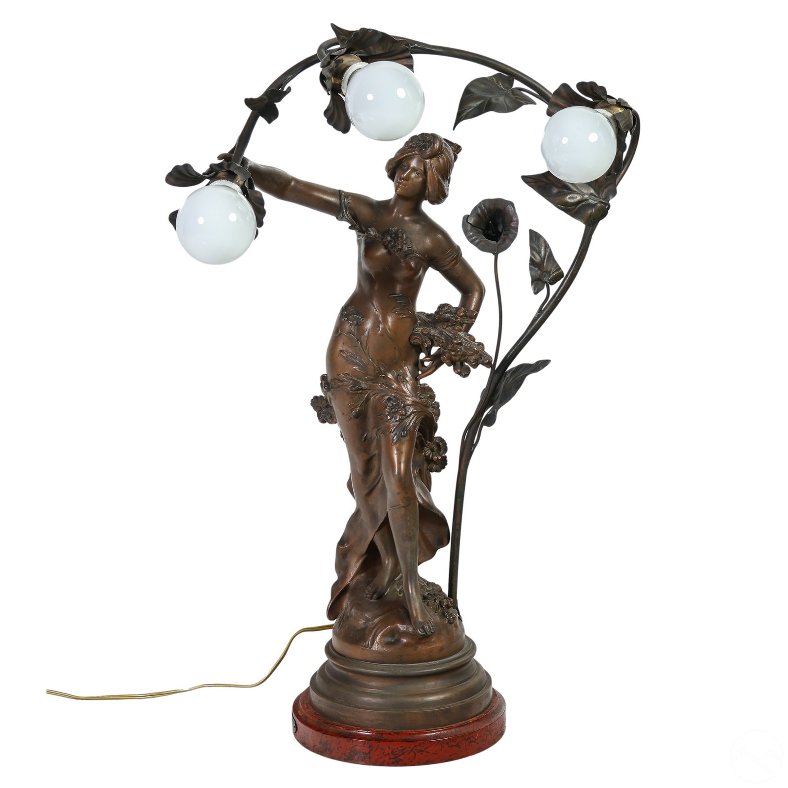 FRENCH BRONZED METAL FIGURAL LAMP