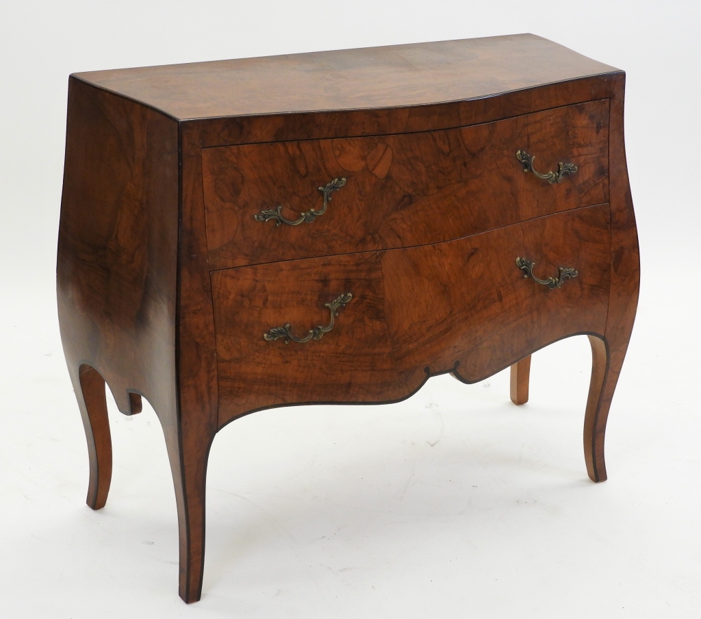 FRENCH BURL WOOD TWO DRAWER