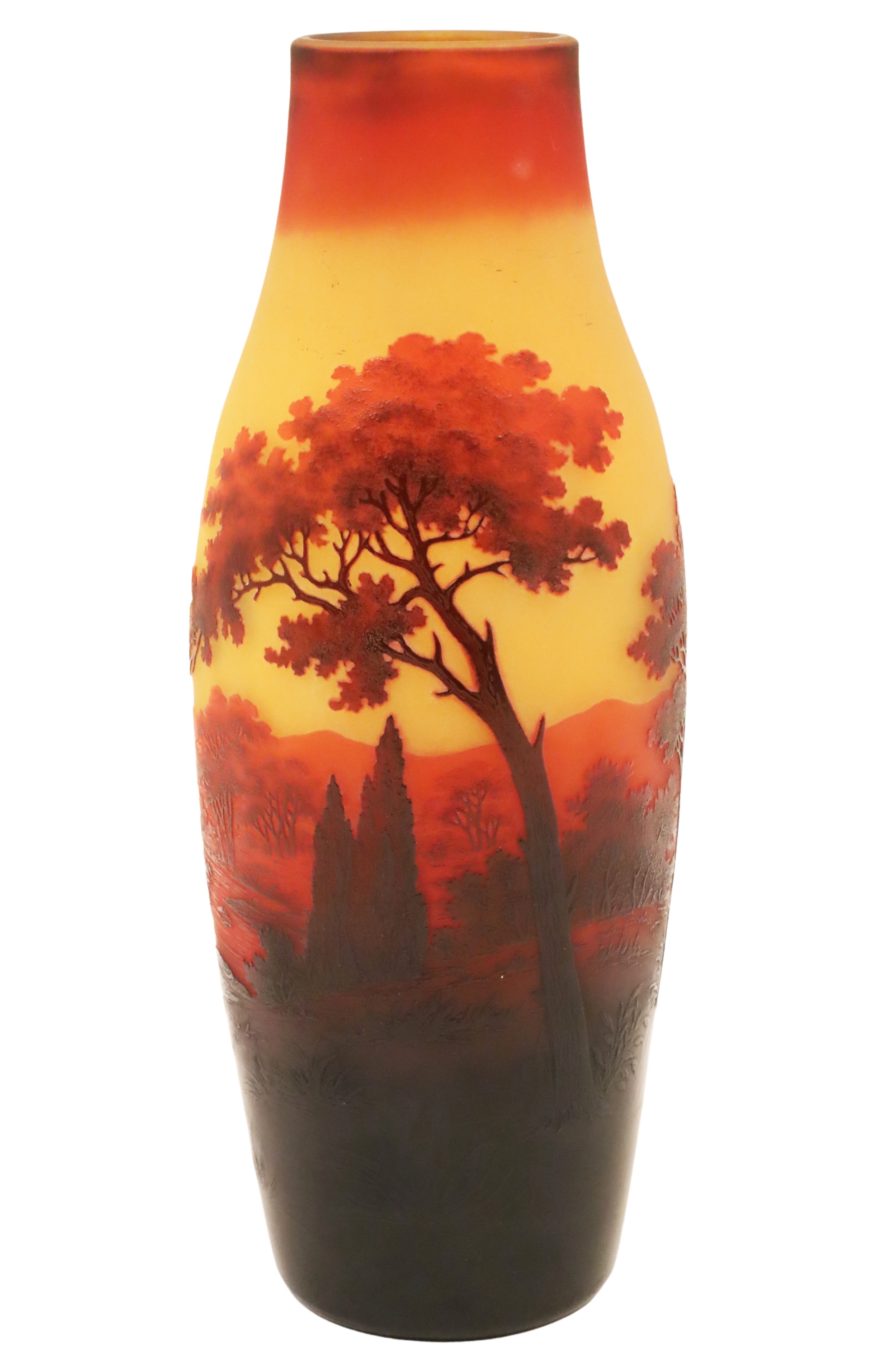 FRENCH CAMEO ART GLASS SCENIC VASE,
