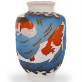 FRENCH CAMEO GLASS KOI FISH VA