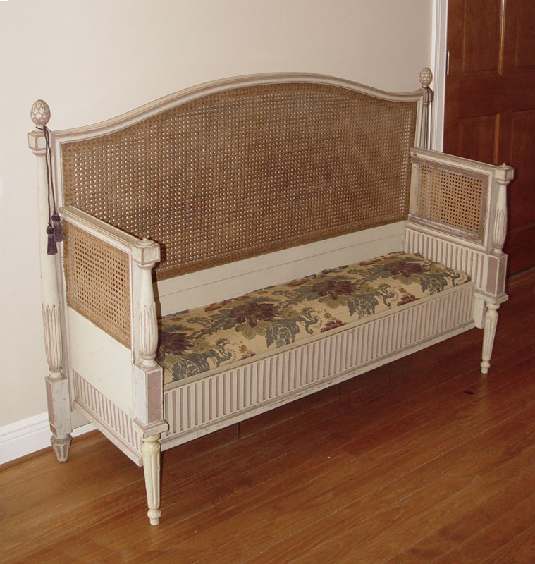 FRENCH CANE BACK BENCH SEAT: