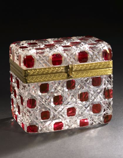 French Cane-Cut Glass Table Box, 