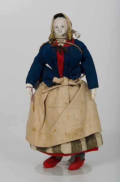 French Carton Moule Peasant Doll