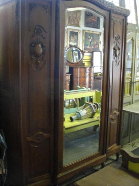 French Carved 3 Door Armoire with