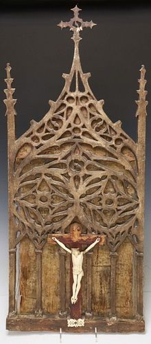 FRENCH CARVED BONE CRUCIFIX IN