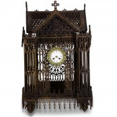 FRENCH CARVED CATHEDRAL CLOCK
