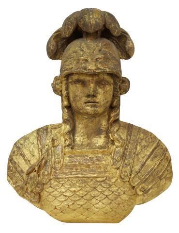FRENCH CARVED GILTWOOD MINERVA BUST