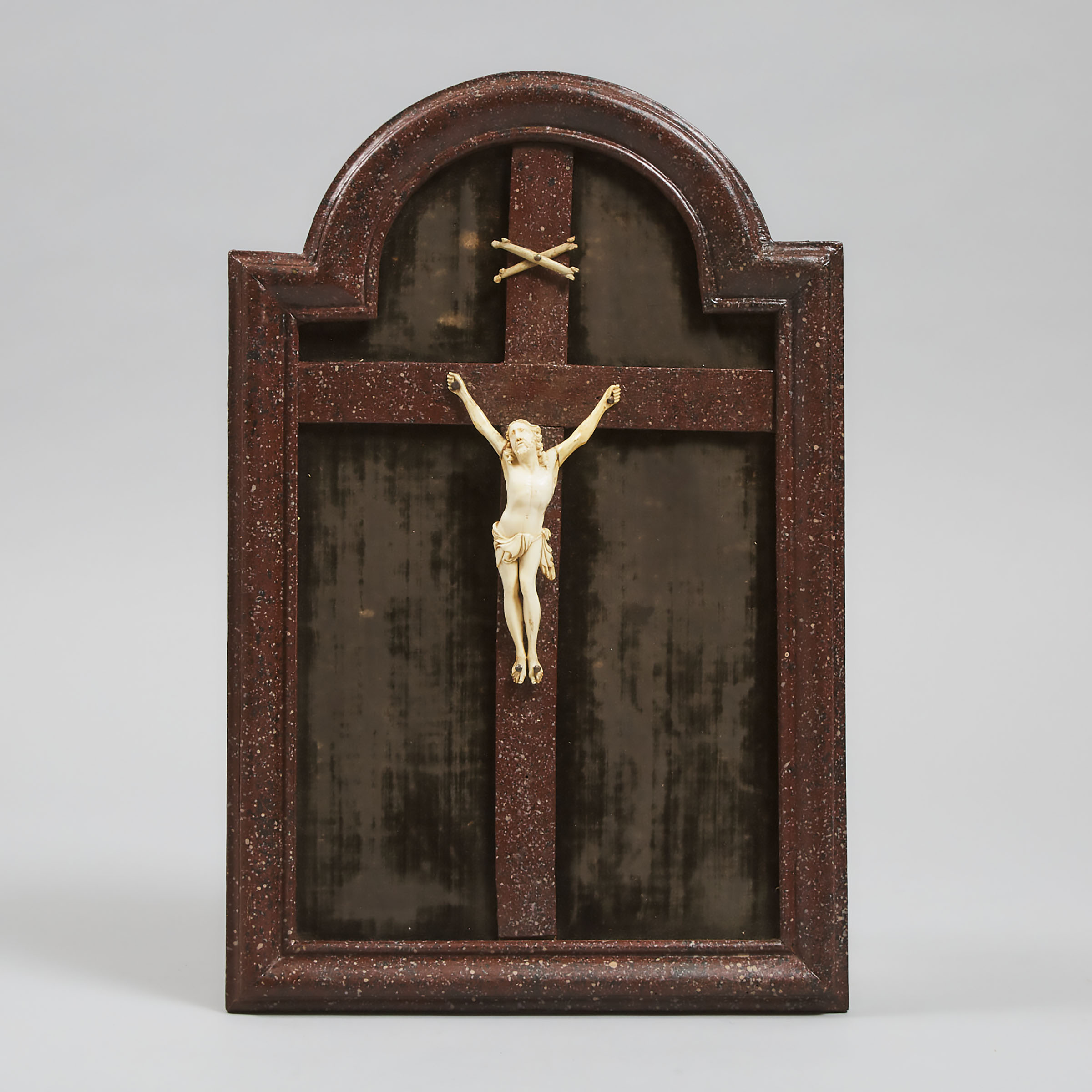 French Carved Ivory and Faux Red