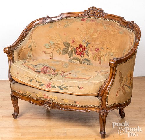 FRENCH CARVED LOVESEAT, CA.