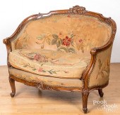 FRENCH CARVED LOVESEAT, CA. 19
