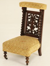 FRENCH CARVED MAHOGANY PRIE DE