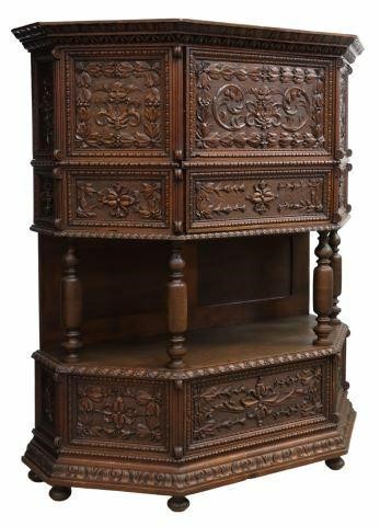 FRENCH CARVED OAK CREDENCE