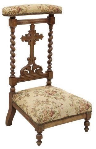 FRENCH CARVED OAK CROSS PRIE-DIEU