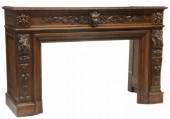 FRENCH CARVED OAK FIREPLACE MA