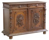 FRENCH CARVED OAK HUNT SIDEBOA
