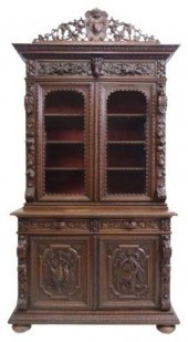 FRENCH CARVED OAK HUNT SIDEBOA