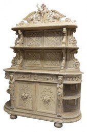 FRENCH CARVED OAK HUNT SIDEBOA