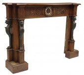 FRENCH CARVED OAK MANTEL FIREP