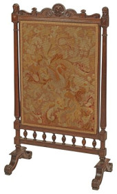 FRENCH CARVED OAK NEEDLEPOINT