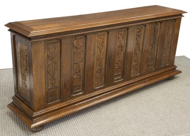 FRENCH CARVED OAK STORAGE CHEST