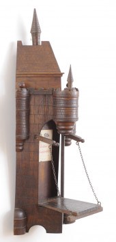 FRENCH CARVED OAK WINE BOTTLE