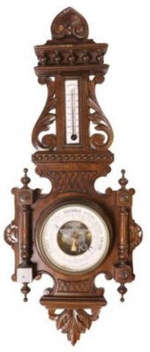 FRENCH CARVED THERMOMETER & BA
