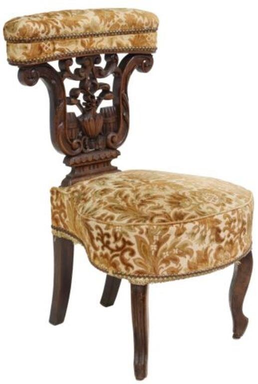 FRENCH CARVED & UPHOLSTERED