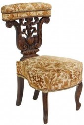 FRENCH CARVED & UPHOLSTERED FU