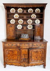 FRENCH CARVED WALNUT AND BURLW
