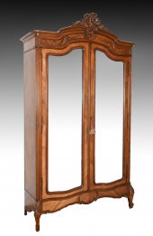 FRENCH CARVED WALNUT ARMOIRE: